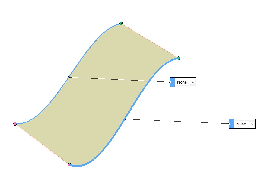   استفاده از دستور Boundary Surface برای ایجاد سطح مابین دو مرز در نظر گرفته شده در نرم‌افزار Solidworks